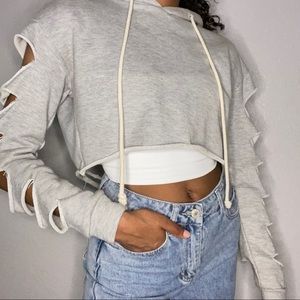 Gray Cropped Sweatshirt